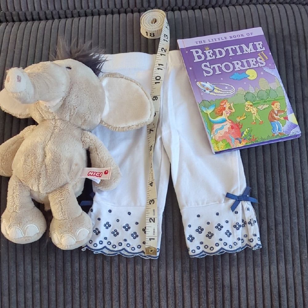 Baby Bundle Pants with Blue Floral Trim 18 Mo, Cute Toy And Book By